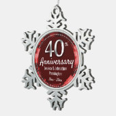 Happy 40th Wedding Jubileum Tin Sneeuwvlok Ornament (Rechts)