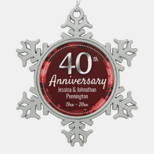 Happy 40th Wedding Jubileum Tin Sneeuwvlok Ornament