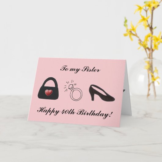 Happy 40th Zuster Kaart (Gele Bloem)