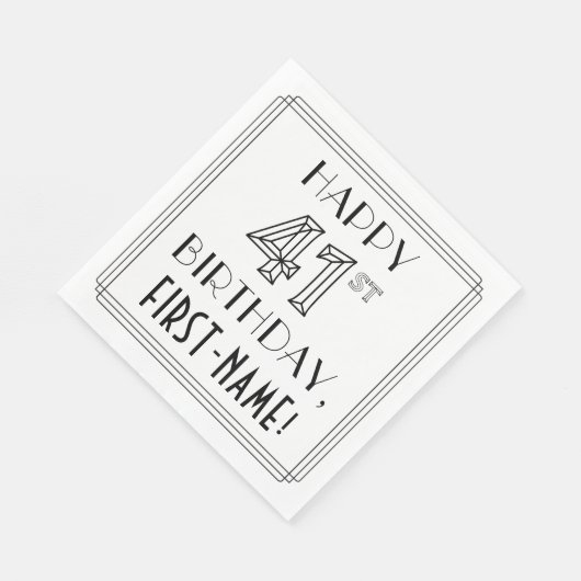 HAPPY 41ST BIRTHDAY; Art Deco Style; aangepaste na Servet (Hoek)
