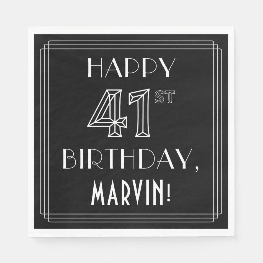 HAPPY 41ST BIRTHDAY; Art Deco Style; aangepaste na Servet (Voorkant)