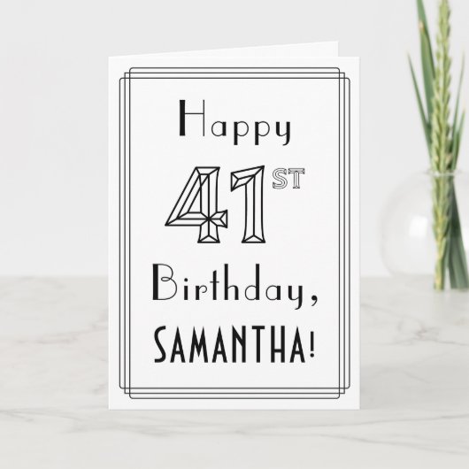 Happy 41st Birthday, Art Deco Style met aangepaste Kaart (Voorkant)