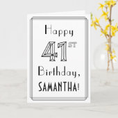 Happy 41st Birthday, Art Deco Style met aangepaste Kaart (Gele Bloem)