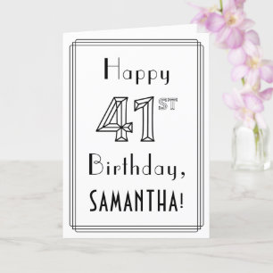 Happy 41st Birthday, Art Deco Style met aangepaste Kaart