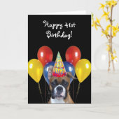 Happy 41st Birthday Boxer Dog wenskaart Kaart (Gele Bloem)
