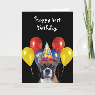 Happy 41st Birthday Boxer Dog wenskaart Kaart
