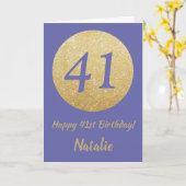 Happy 41st Birthday en Gold Glitter Kaart (Gele Bloem)