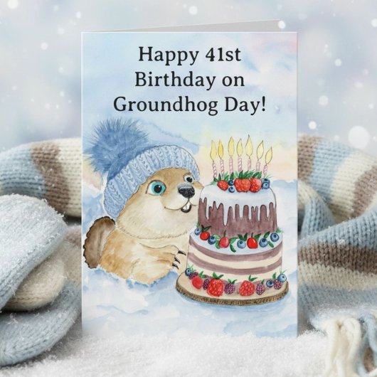  Happy 41st Groundhog Day Birthday  Kaart