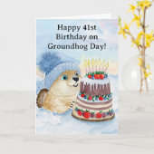  Happy 41st Groundhog Day Birthday  Kaart (Gele Bloem)