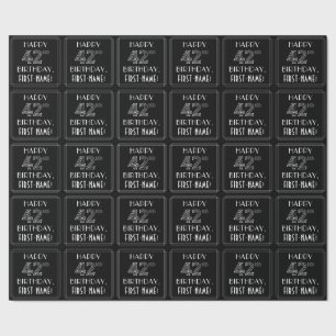 HAPPY 42ND BIRTHDAY; Art Deco Style met aangepaste Cadeaupapier