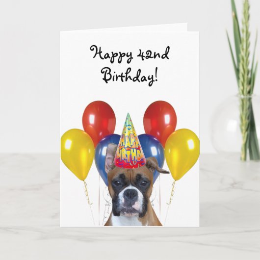 Happy 42nd Birthday Boxer Dog greeting card Kaart (Voorkant)