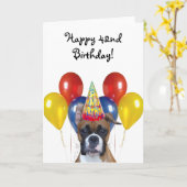 Happy 42nd Birthday Boxer Dog greeting card Kaart (Gele Bloem)