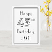 Happy 43rd Birthday, Art Deco Style met aangepaste Kaart (Gele Bloem)