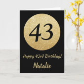 Happy 43rd Birthday Black en Gold Glitter Card Kaart (Gele Bloem)