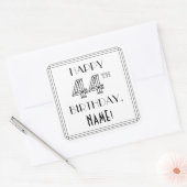 HAPPY 44th BIRTHDAY, Art Deco Style, Custom Name Vierkante Sticker (Envelop)