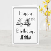 Happy 44th Birthday, Art Deco Style met aangepaste Kaart (Gele Bloem)