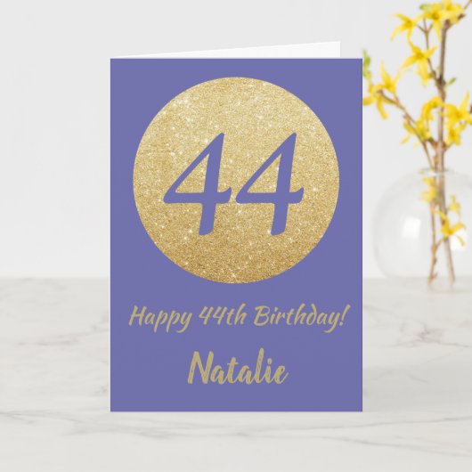Happy 44th Birthday en Gold Glitter Kaart (Gele Bloem)