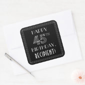 HAPPY 45TH BIRTHDAY; Art Deco Style; aangepaste na Vierkante Sticker (Envelop)