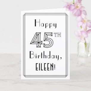 Happy 45th Birthday, Art Deco Style met aangepaste Kaart