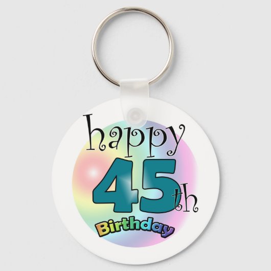 Happy 45th Birthday (blauw) Sleutelhanger (Voorkant)