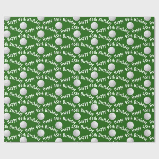Happy 45th Birthday golfballen Cadeaupapier (Vlak)