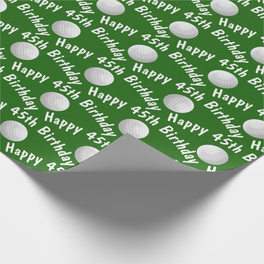 Happy 45th Birthday golfballen Cadeaupapier (Hoek)