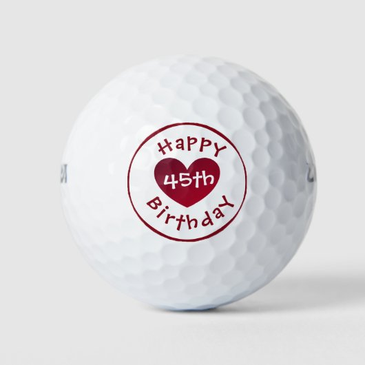 Happy 45th Birthday golfballen van dalDesignNZ (Voorkant)