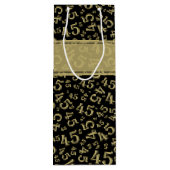 Happy 45th Birthday Number Pattern Black/Gold Wijn Cadeautas (Achterkant)