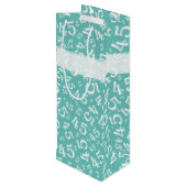 Happy 45th Birthday Number Pattern Blauwgroen/Whit Wijn Cadeautas (Achterkant Gekanteld)