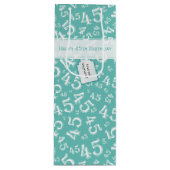 Happy 45th Birthday Number Pattern Blauwgroen/Whit Wijn Cadeautas (Voorkant)