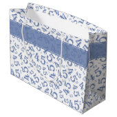 Happy 45th Birthday Number Pattern Blue/White Groot Cadeauzakje (Achterkant Gekanteld)