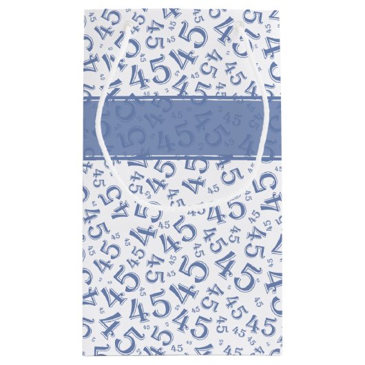 Happy 45th Birthday Number Pattern Blue/White Klein Cadeauzakje (Achterkant)