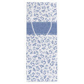 Happy 45th Birthday Number Pattern Blue/White Wijn Cadeautas (Achterkant)