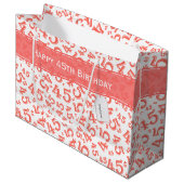 Happy 45th Birthday Number Pattern Coral/White Groot Cadeauzakje (Voorkant Gekanteld)