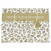 Happy 45th Birthday Number Pattern Gold/White Groot Cadeauzakje (Voorkant)