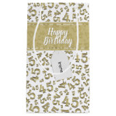 Happy 45th Birthday Number Pattern Gold/White Klein Cadeauzakje (Voorkant)