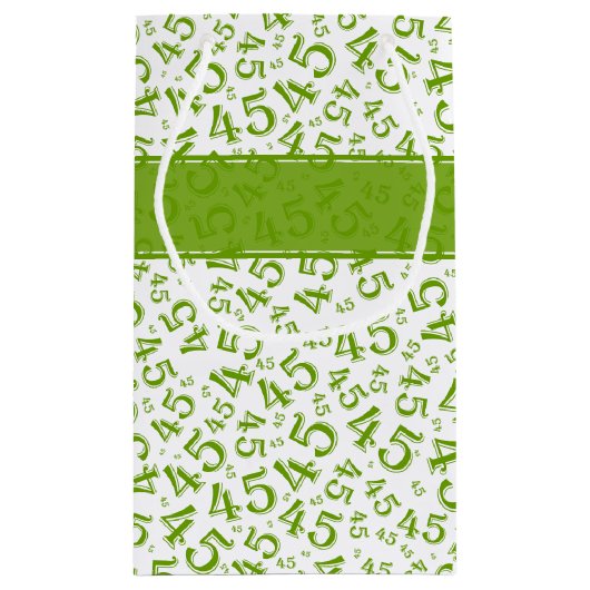 Happy 45th Birthday Number Pattern Green/White Klein Cadeauzakje (Achterkant)