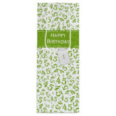 Happy 45th Birthday Number Pattern Green/White Wijn Cadeautas (Voorkant)