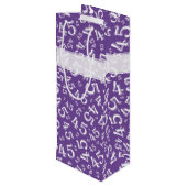 Happy 45th Birthday Number Pattern Paars/White Wijn Cadeautas (Achterkant Gekanteld)