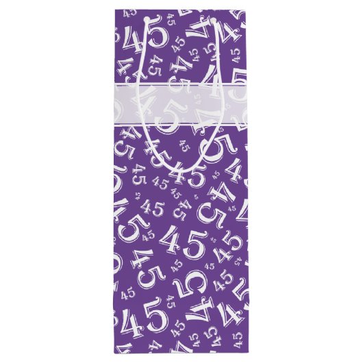 Happy 45th Birthday Number Pattern Paars/White Wijn Cadeautas (Achterkant)