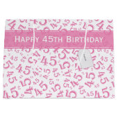 Happy 45th Birthday Number Pattern Pink/White Groot Cadeauzakje (Voorkant)