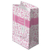 Happy 45th Birthday Number Pattern Pink/White Klein Cadeauzakje (Voorkant Gekanteld)