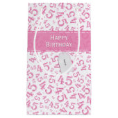 Happy 45th Birthday Number Pattern Pink/White Klein Cadeauzakje (Voorkant)