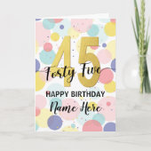 Happy 45th Birthday Pastel Rainbow Gold Woman Kaart (Voorkant)