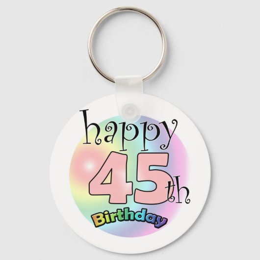 Happy 45th Birthday (roze) Sleutelhanger (Voorkant)