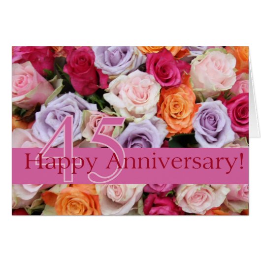 Happy 45th Jubileum rozen (Voorkant Horizontaal)