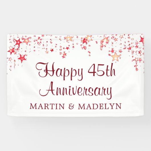 Happy 45th Jubileum Ruby Red Stars Banner (Horizontaal)