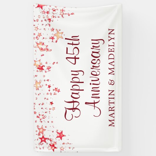 Happy 45th Jubileum Ruby Red Stars Banner (Verticaal)