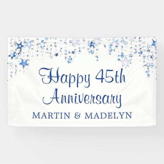 Happy 45th Jubileum Sapphire Blue Stars Spandoek (Horizontaal)
