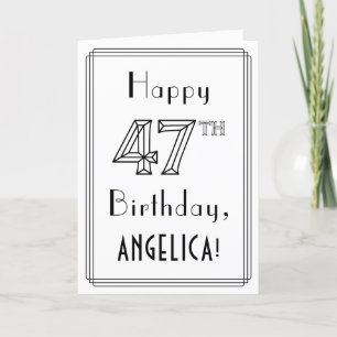 Happy 47th Birthday, Art Deco Style met aangepaste Kaart